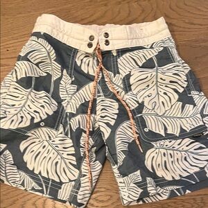 Howler Brothers Monstera Print Board Shorts in Navy and White